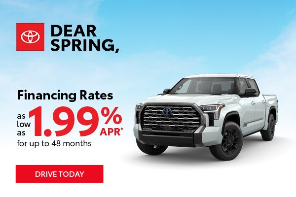 Financing Rates as low as 1.9% APR
