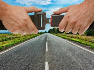 safety belt on the background of the road