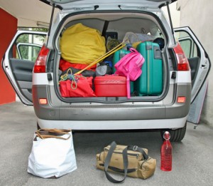 luggage in the family car ready for the holidays