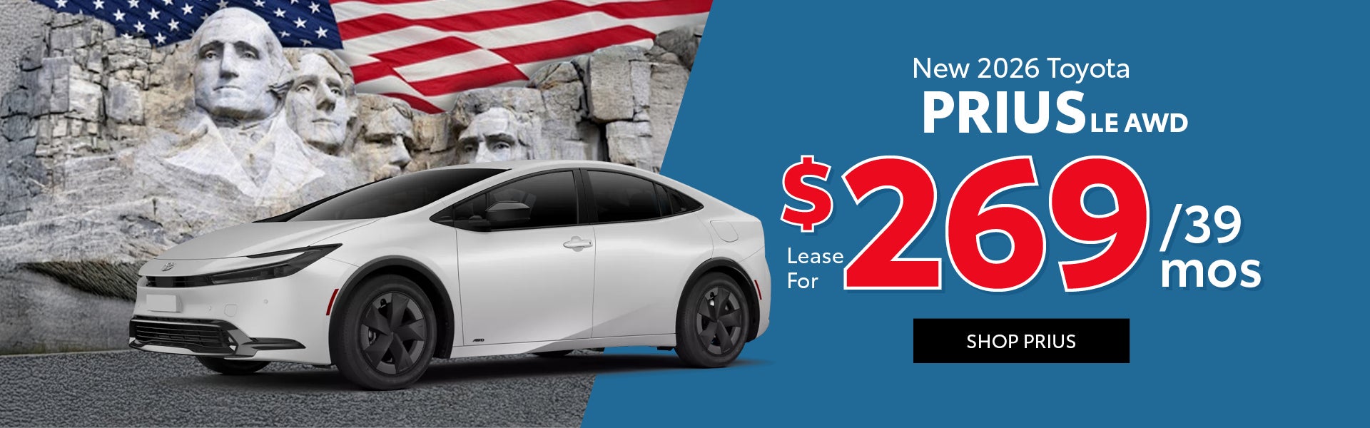 2026 Toyota Prius LE AWD — $269/mo for 39 months