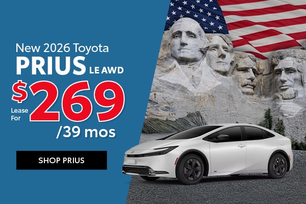 2026 Toyota Prius LE AWD — $269/mo for 39 months