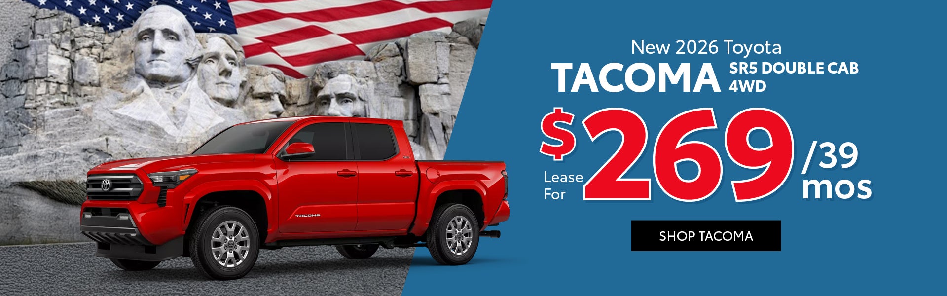 2026 Toyota Tacoma SR5 4WD — $269/mo for 39 months